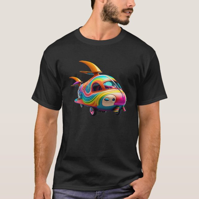 T-shirt Fantasy Flying Car  Cute Rainbow for Kids (Devant)