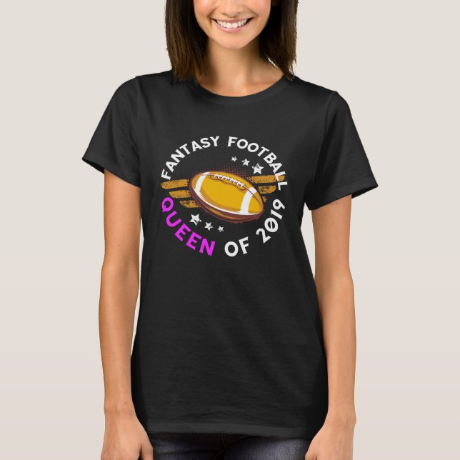 T-shirt Fantasy Football Queen Of 2019 Pink First Place Wi (Devant)