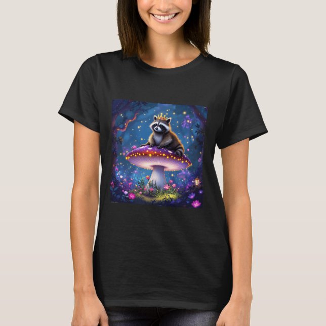 T-shirt Fantasy Racoon Mushroom Crown (Devant)