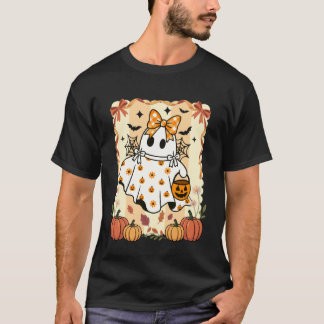 T-shirt Fantôme avec un nœud Préparatifs Halloween Citroui