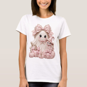 T-shirt Fantôme Coquette Rose Halloween Chat Sorcière Mign