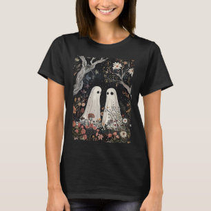 T-shirt Fantôme Dans La Forêt Fleur Halloween Saison Éffra