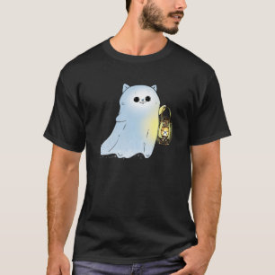 T-shirt Fantôme de chat mignon avec lanterne Spook fantôme
