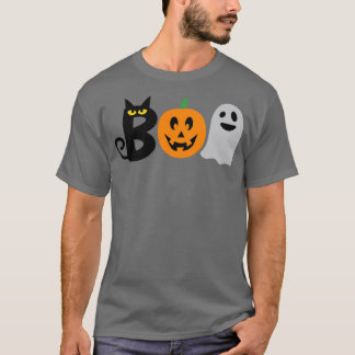 T-shirt fantôme de désapprobation halloween gris avec chat