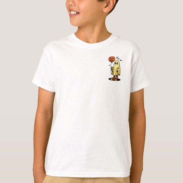 T-shirt Fantôme d'Halloween avec ballon Citrouille (Devant)