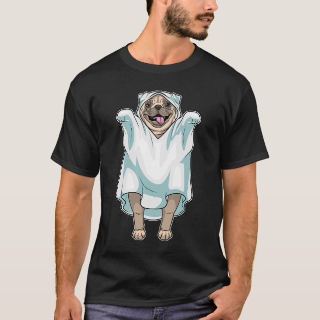 T-shirt Fantôme d'Halloween carlin (Devant)
