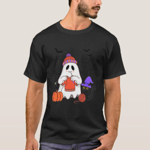 T-shirt Fantôme drôle crochetant un chat noir Halloween