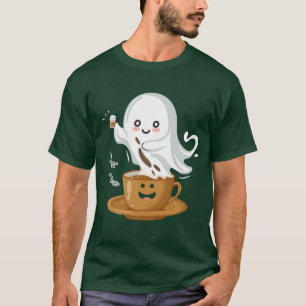 T-Shirt Fantôme du Café – Esprit Café Mignon Kawai
