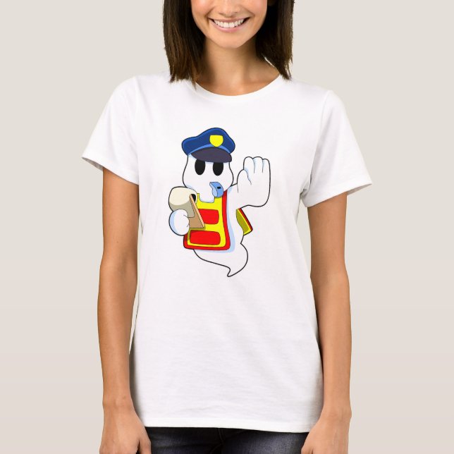 T-shirt Fantôme en tant qu'officier de police avec sifflet (Devant)