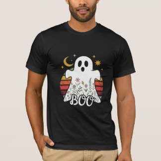 T-shirt Fantôme floral avec lune de croissant - Boho Boo V