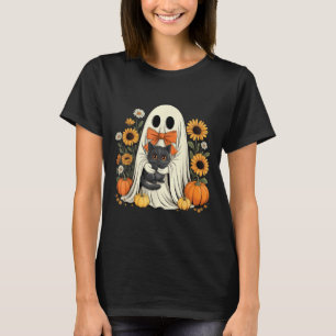 T-shirt Fantôme Mignon Avec Citrouille D'Halloween De Chat