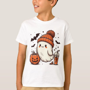 T-shirt Fantôme mignon avec Halloween Citrouille