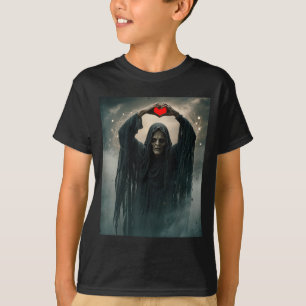 T-shirt Fantôme rouge cœur mains visage effrayant hallowee