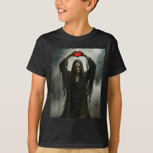 T-shirt Fantôme rouge cœur mains visage effrayant hallowee
