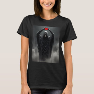 T-shirt Fantôme rouge cœur mains visage effrayant hallowee