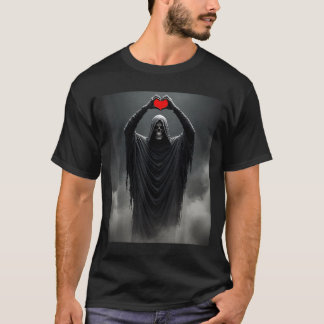 T-shirt Fantôme rouge cœur mains visage effrayant hallowee
