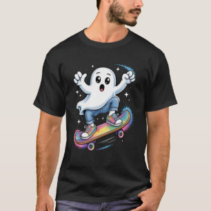 T-shirt Fantôme Sur Skateboard Drôle Costume Halloween Ska