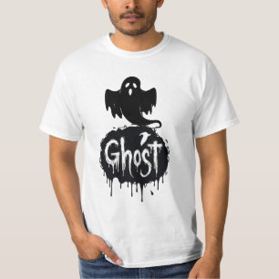 T-shirt Fantôme - Texte Artistique Horreur Sombre et Écoul
