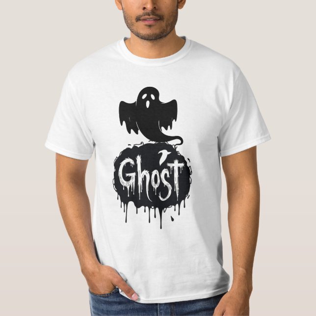 T-shirt Fantôme - Texte Artistique Horreur Sombre et Écoul (Devant)