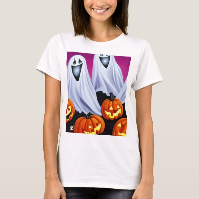T-shirt Fantômes et Citrouilles d'Halloween (Devant)