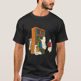 T-shirt Fantômes lisant des livres Professeur Halloween Bi