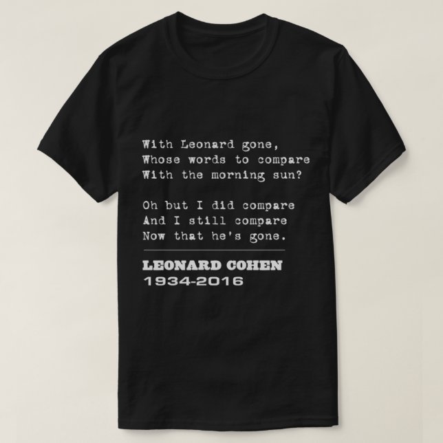 T-shirt Farewell homage to Leonard Cohen   (Design devant)