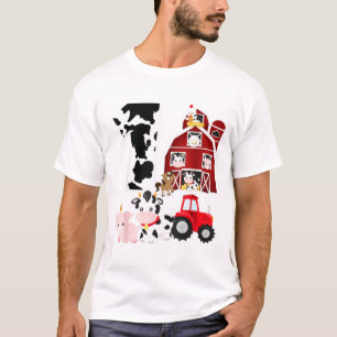 T-shirt Farm Barnyard Thème Cochon Cow Horse 1er annivers