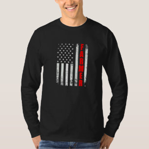 T-shirt Farmer Drapeau Américain Usa Patriotique Fier Drôl