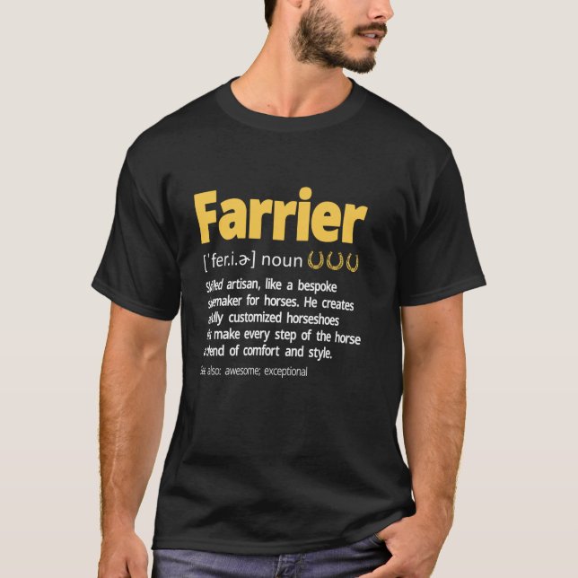 T-shirt Farrier Définition Horseshoe Equine Shoe Long S (Devant)