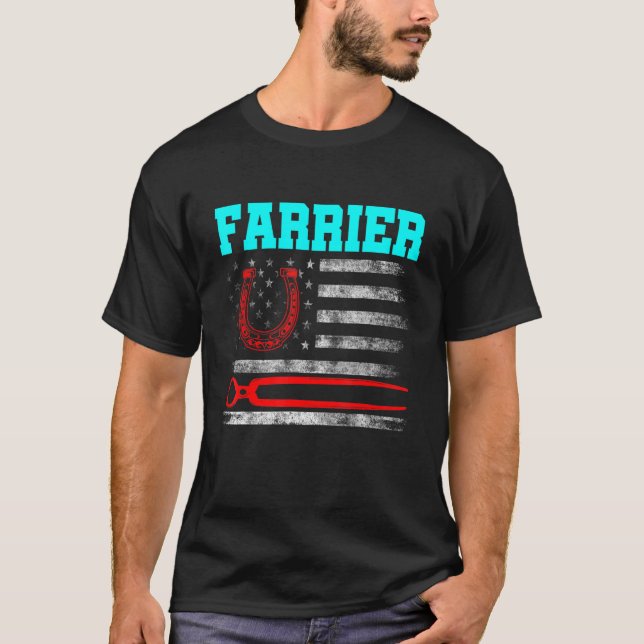 T-shirt Farrier Horseshoe Hoof Trimming Equine Shoeing _36 (Devant)