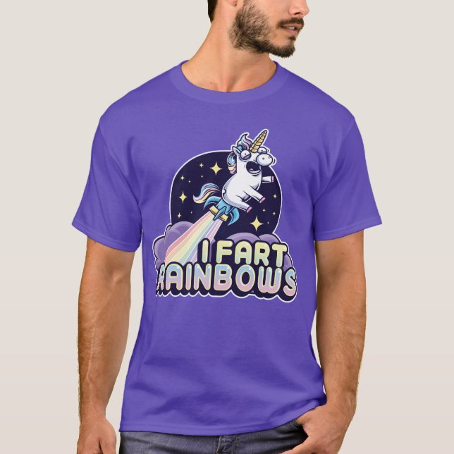T-shirt Farting Unicorn - Funny Unicorn - I Fart Rainbows (Devant)