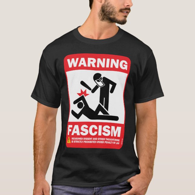 T-shirt fascisme d'avertissement (Devant)