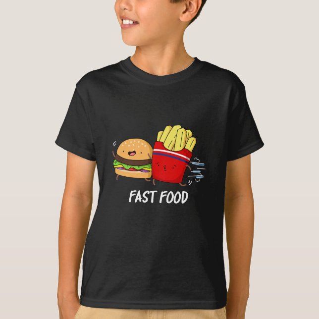 T-shirt Fast Food Funny Burger Et Fries Pun Dark BG (Devant)