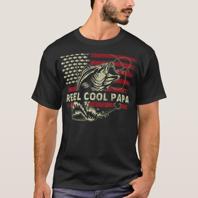 T-shirt Father Day Dad Fishing   4th of July Reel Cool Pap (Devant)