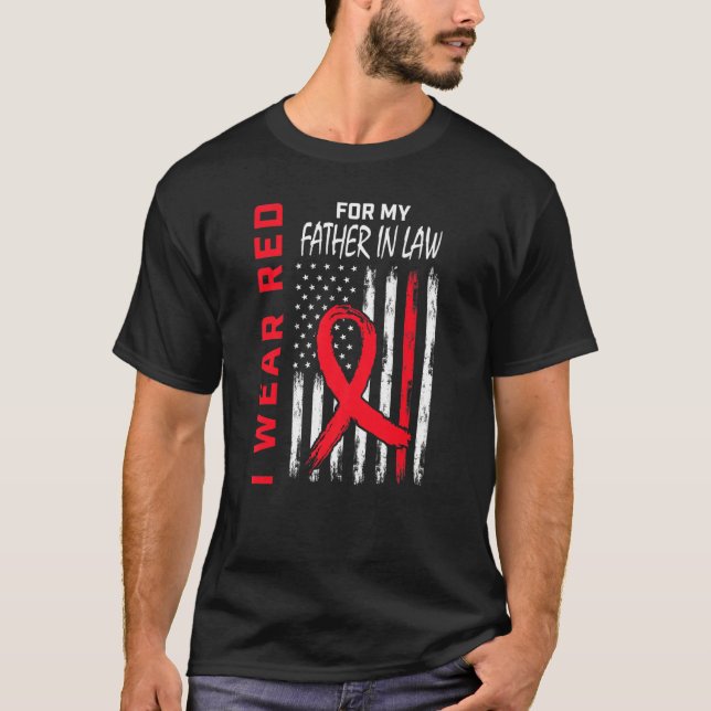 T-shirt Father In Law Heart Disease Awareness Flag Matchin (Devant)