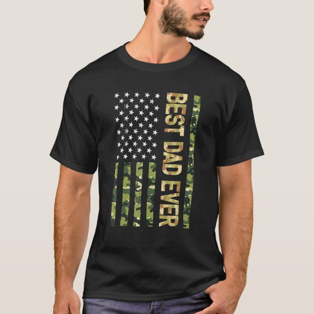 T-shirt Father s Day Best Dad Ever With US American Flag C (Devant)