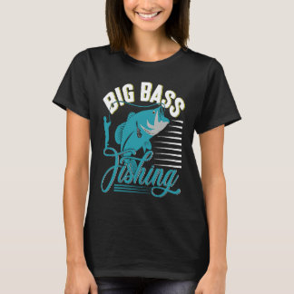 T-shirt Father's Day Big Bass Fishing Fisherman Rod