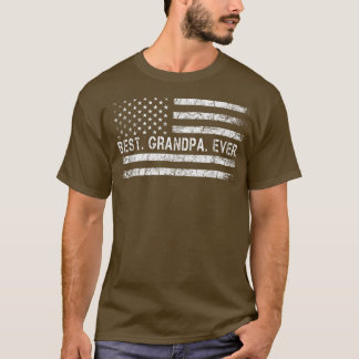 T-shirt Fathers Say Best Grandpa Ever With US American Fla