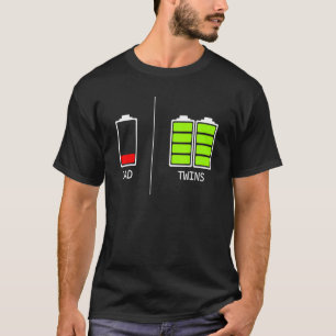 T-shirt Fatigué Papa Faible Batterie Papa De Jumeaux Pour 