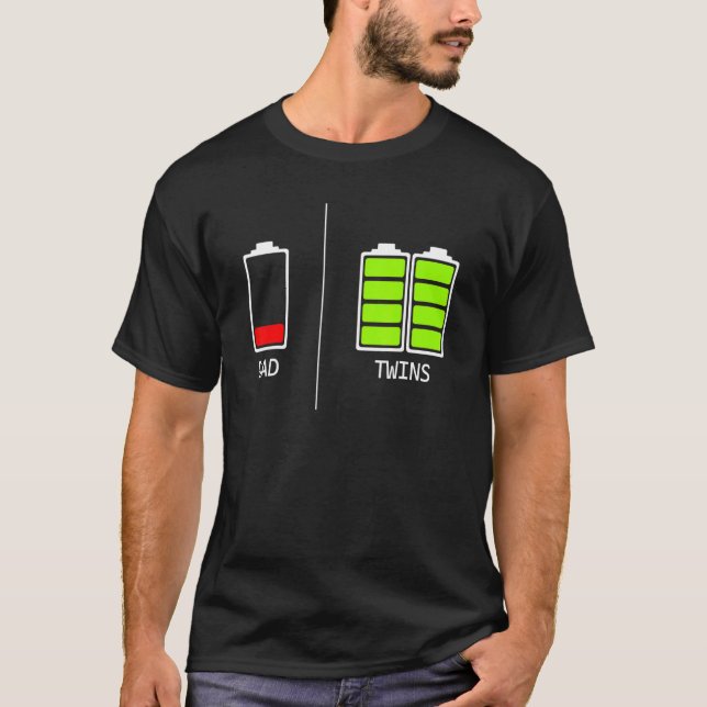 T-shirt Fatigué Papa Faible Batterie Papa De Jumeaux Pour  (Devant)