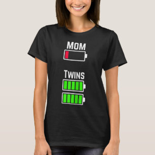 T-shirt Fatigué Twin Maman faible charge de batterie