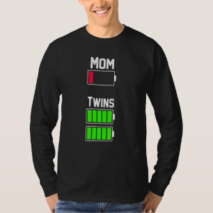T-shirt Fatigué Twin Mom Low Battery Fête des mères