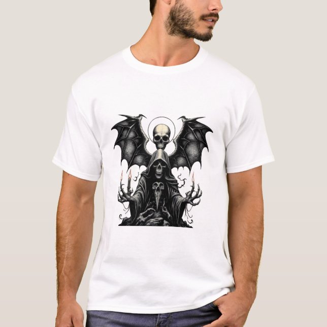 T-shirt Faucheuse avec ailes et bougies de chauve-souris - (Devant)