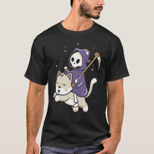 T-shirt Faucheuse chevauchant un chat Halloween