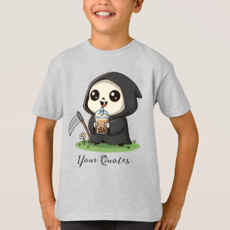 T-shirt Faucheuse Mignonne Buvant du Thé aux Perles de Bob