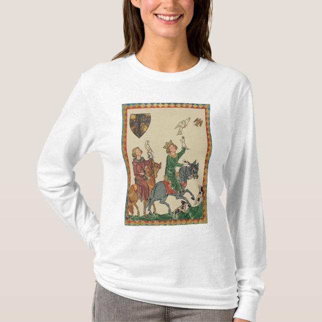 T-shirt Fauconnerie, Codex Manesse du XIVe siècle (Devant)