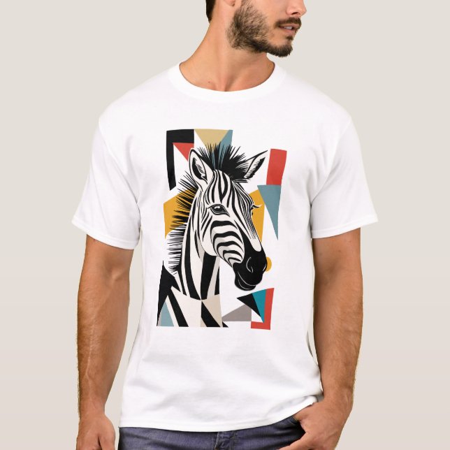 T-shirt Faune africaine de Zèbre géométrique cool (Devant)