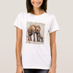 T-shirt Faune Elephant & Baby Graphic Tee, Conservation