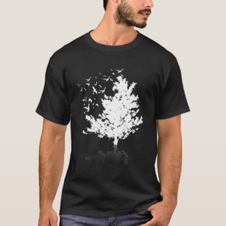 T-shirt Faune En Plein Air Foule D'Oiseaux Forêts Arbres N