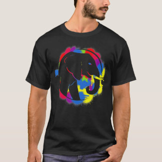 T-shirt Faune sauvage d'éléphants colorés Animaux sauvages